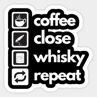 Coffee - Close - Whisky - Repeat Sticker